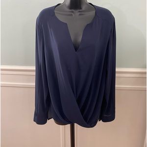 Navy Blue drape blouse.